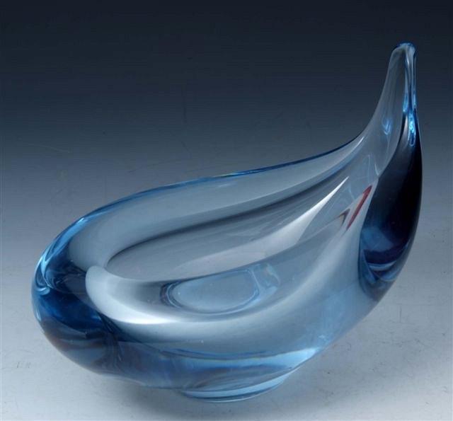 Appraisal: A HOLMEGAARD PER LUTKEN PULLED RIM GLASS DISH in blue