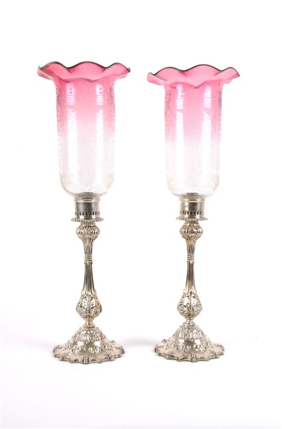 Appraisal: A Pair of Silverplate Candlesticks Height overall inches