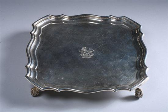 Appraisal: GEORGE V SILVER SALVER L Brs London Square stepped and