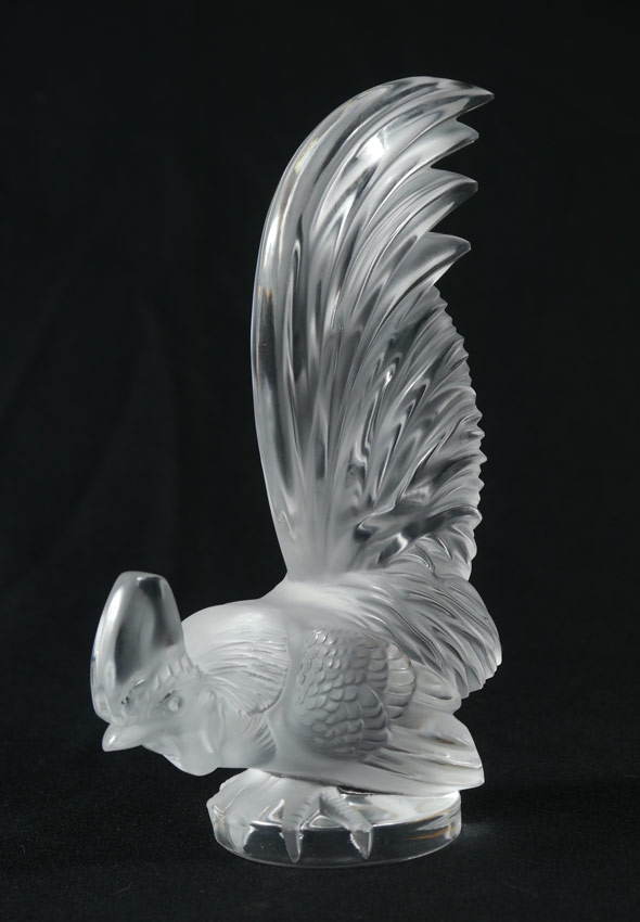 Appraisal: LALIQUE FRENCH CRYSTAL ROOSTER Etched signature original foil label ''