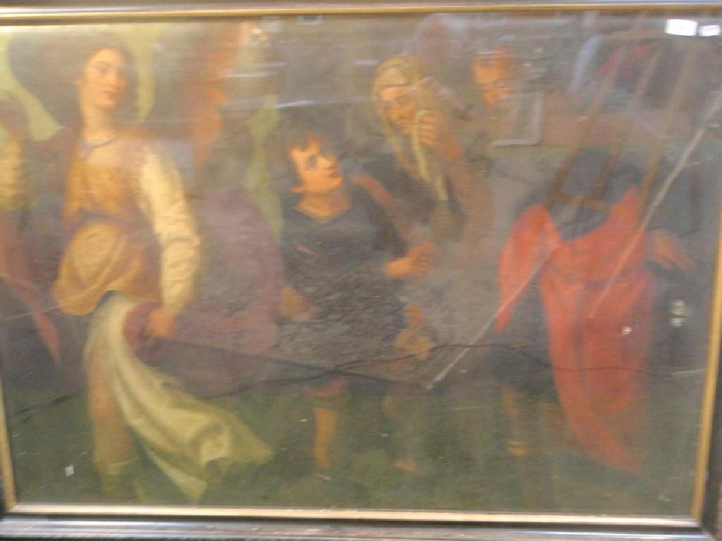 Appraisal: thC Italian School Angel Gabriel looking upon figures oil on