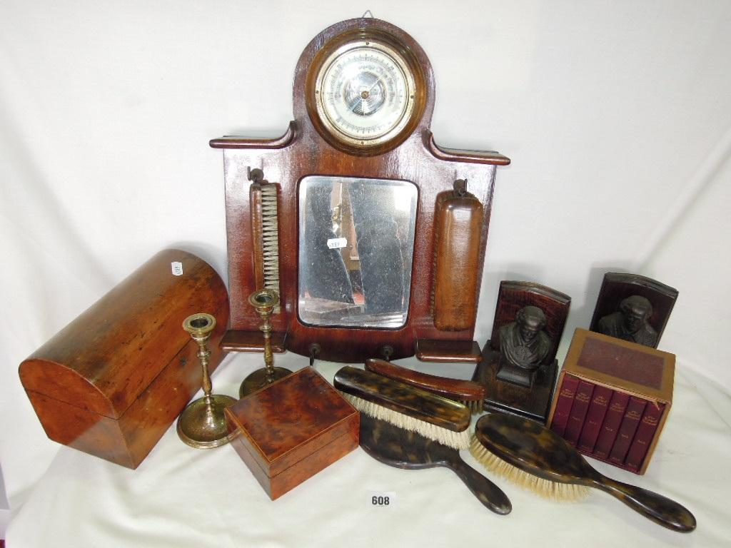 Appraisal: A collection of items including two book ends with busts