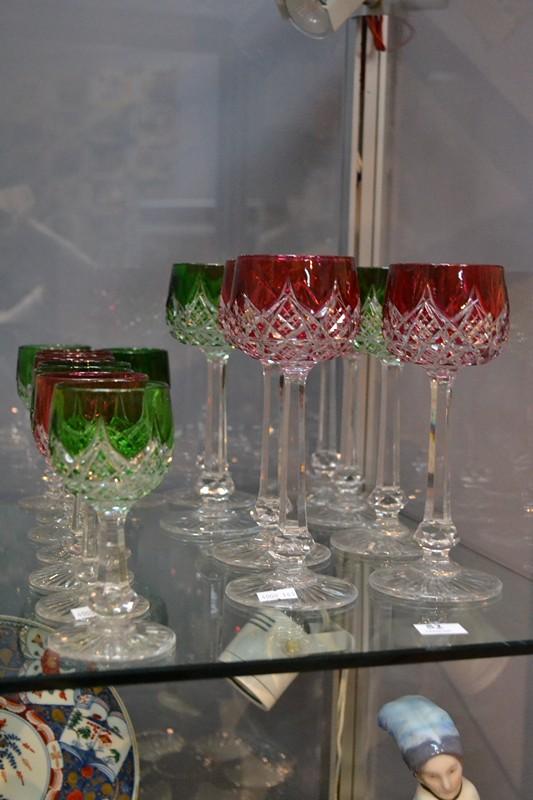 Appraisal: PART SUITE OF BACCARAT RED AND GREEN FLASHED HOCK WINES