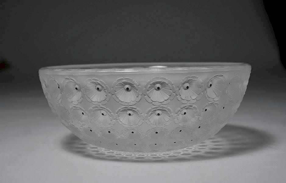 Appraisal: Lalique Nemours Bowl Lalique Nemours bowl etched painted all over