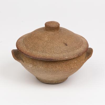 Appraisal: Bernard Leach - two unglazed stoneware lidded soup bowls St