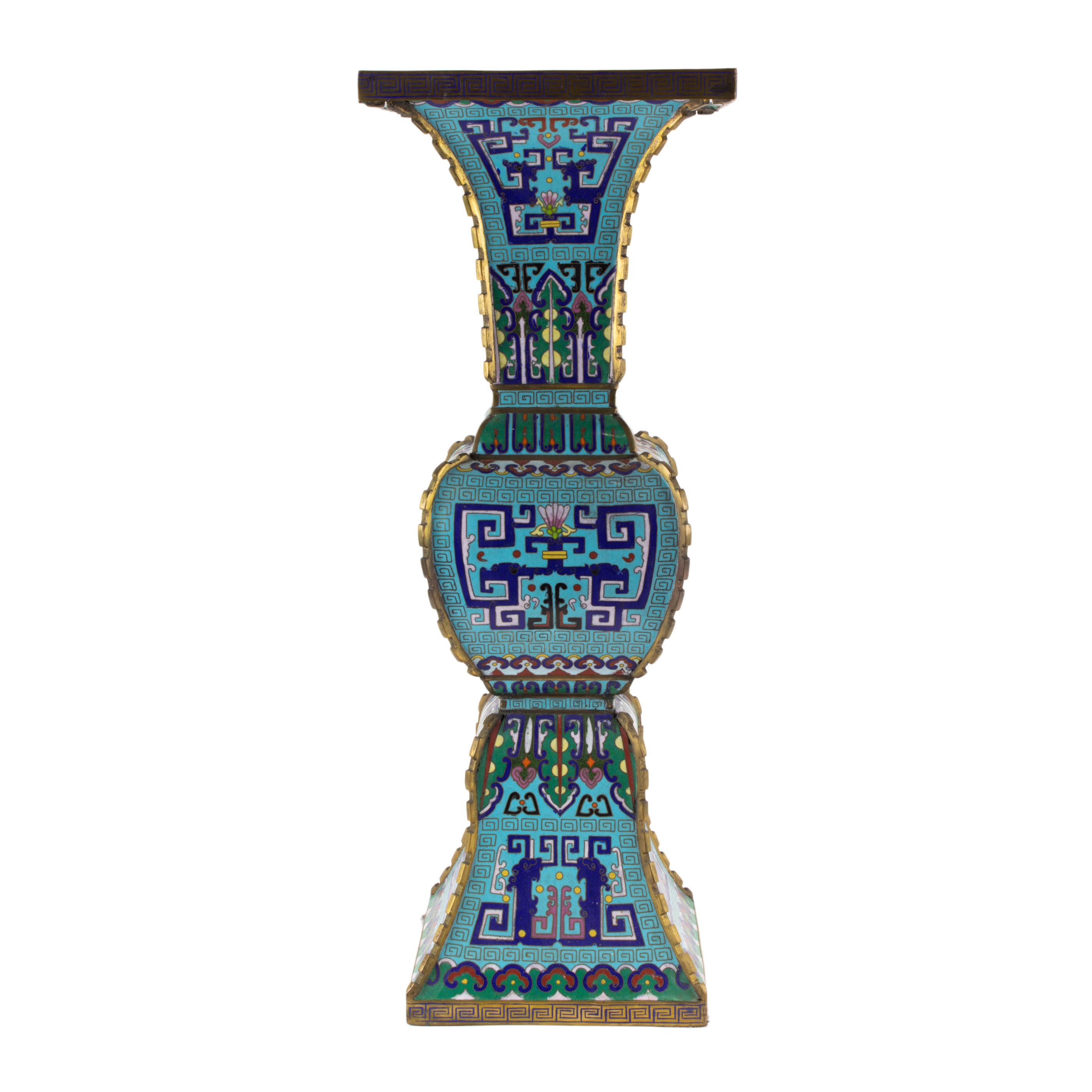 Appraisal: CHINESE CLOISONNE ENAMEL VASE Chinese cloisonne enamel vase of square