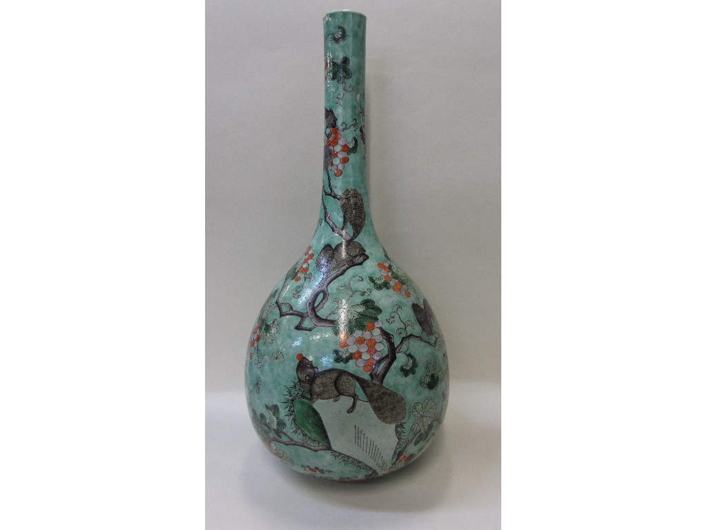 Appraisal: Chinese bottle vase decorated with squirrels eating fruit def