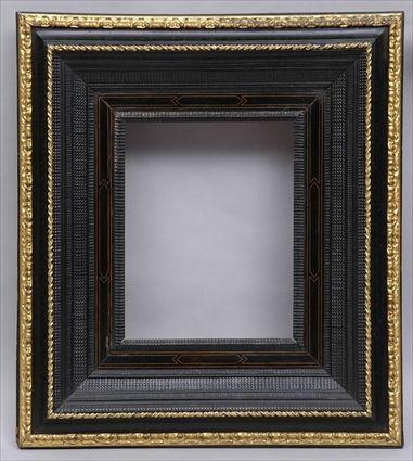 Appraisal: FLEMISH EBONY PARCEL-GILT AND LINE-INLAID FRAME x in x in