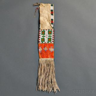 Appraisal: Lakota Beaded and Quilled Hide Pipe Bag c s with