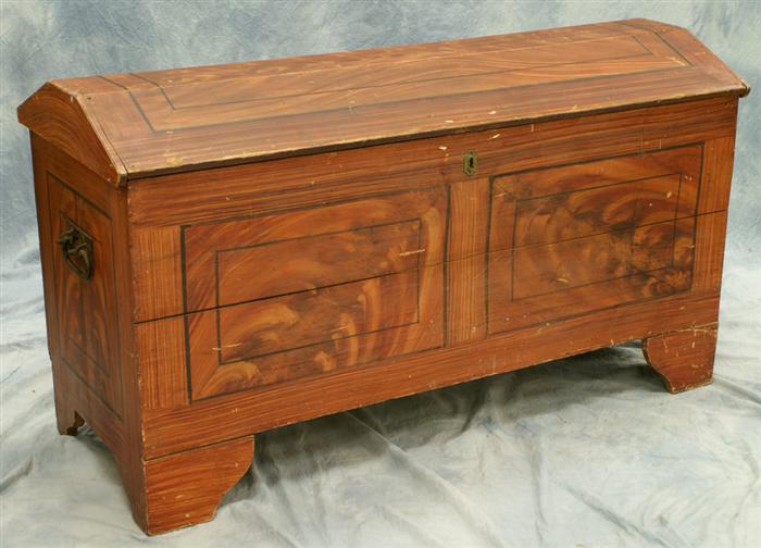 Appraisal: American pine grain-painted dome-top sea chest x d w Estimate