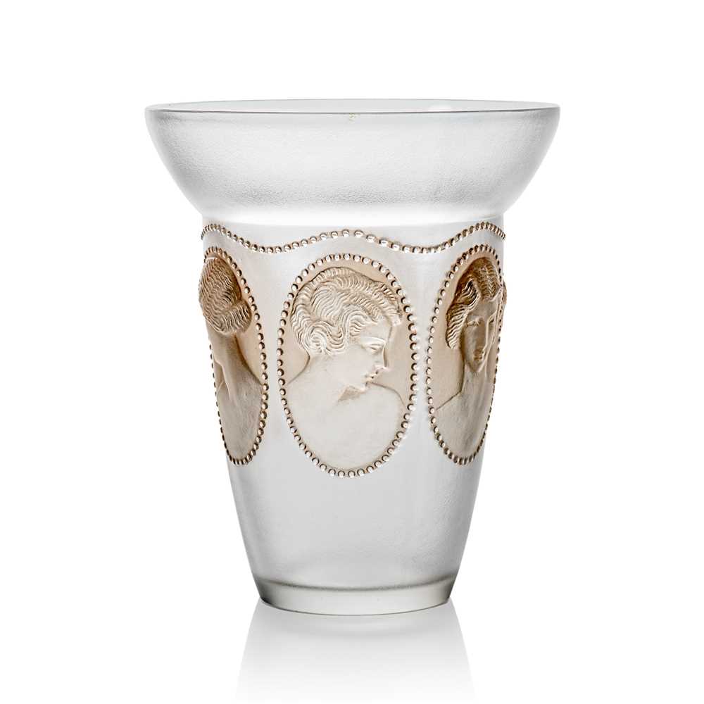 Appraisal: REN LALIQUE FRENCH - MEDALLIONS VASE NO - designed clear