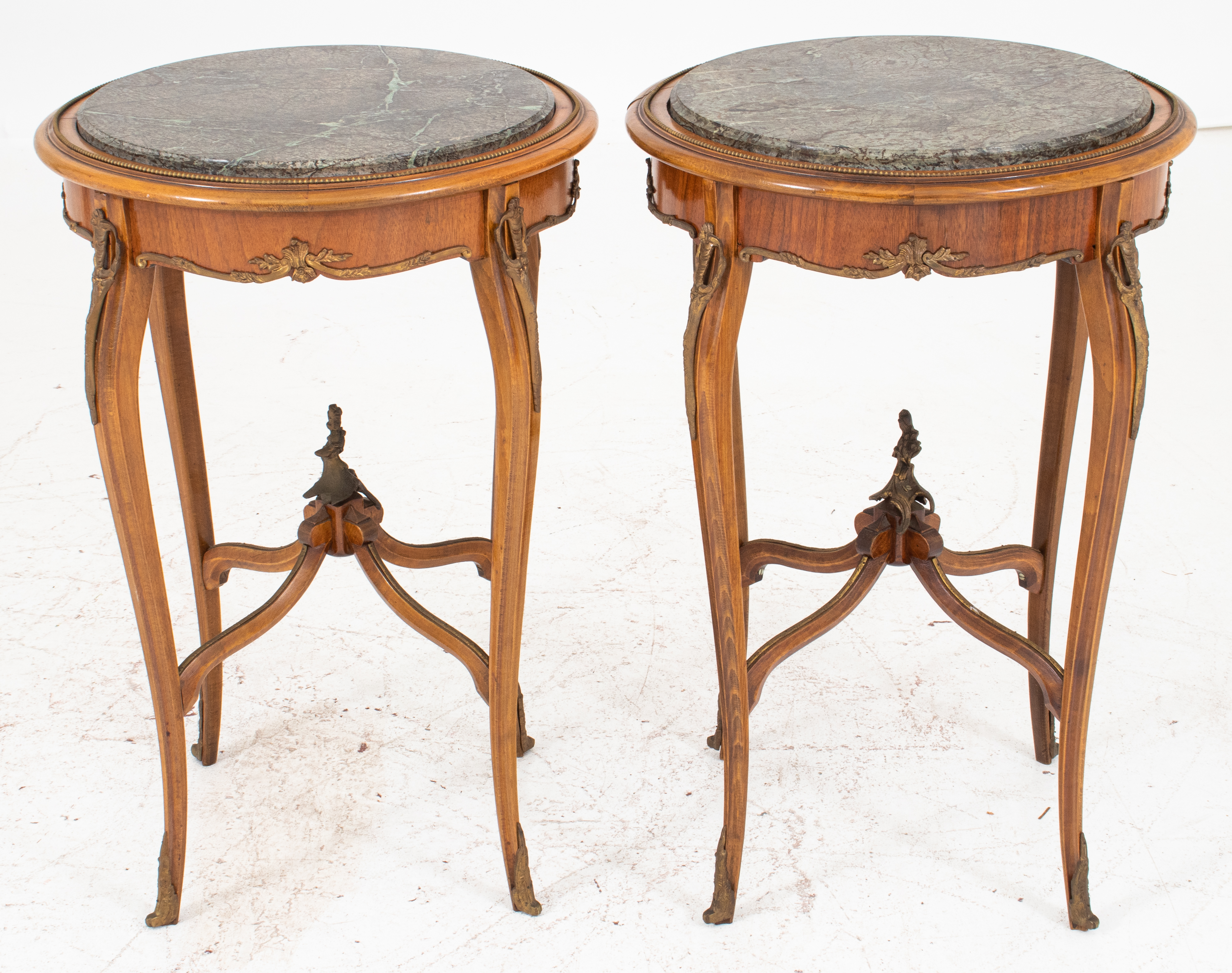 Appraisal: LOUIS XV STYLE GILTMETAL MOUNTED TABLES Pair of Louis XV