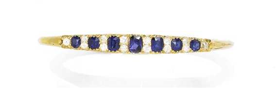 Appraisal: SAPPHIRE AND DIAMOND BANGLE ca Yellow gold ca Elegant bangle