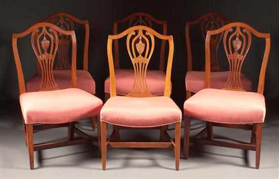 Appraisal: Assembled set of six Federal mahogany upholstered side chairs New