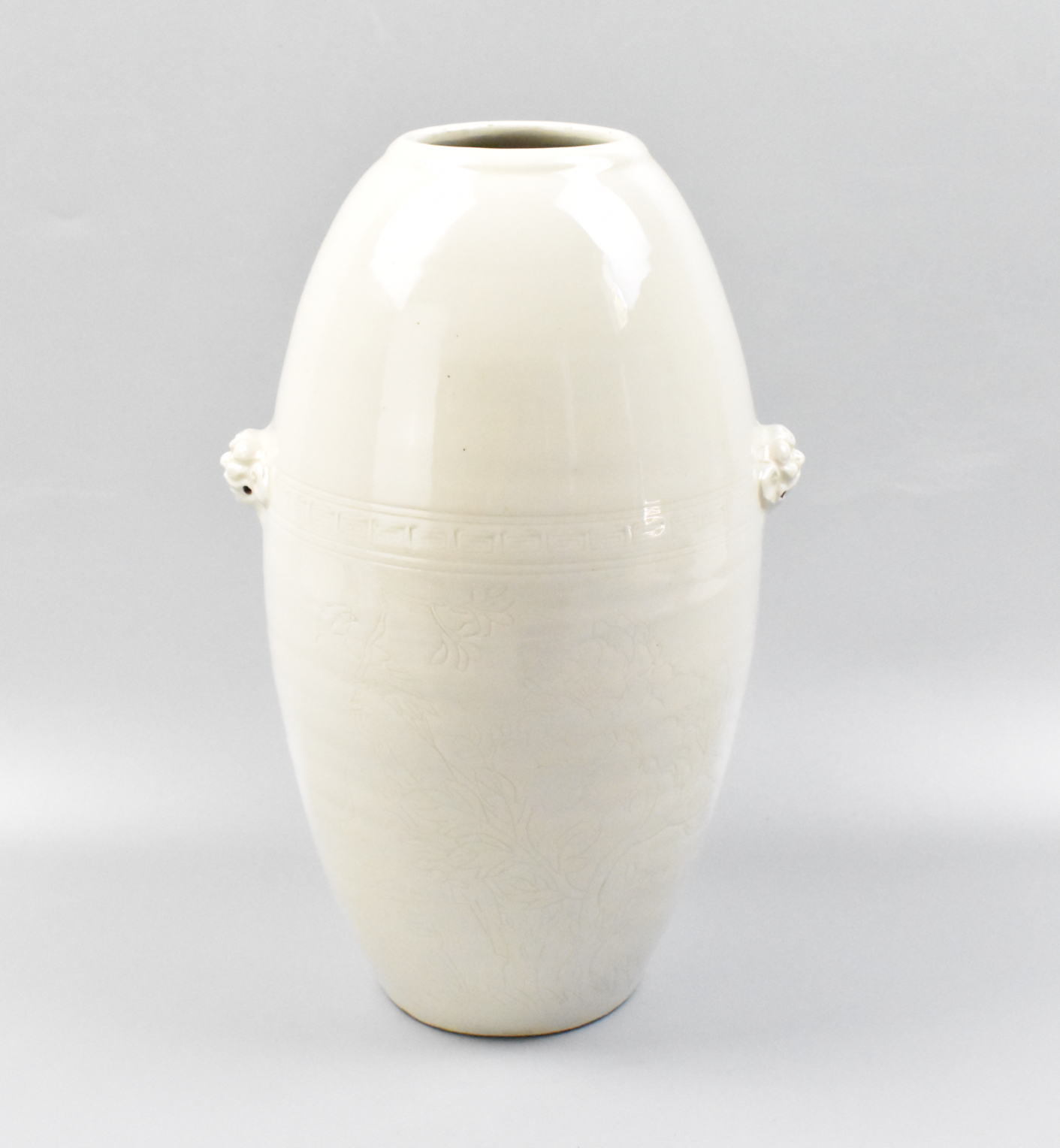 Appraisal: A Chinese dehua porcelain vase Blanc de Chine oval shaped