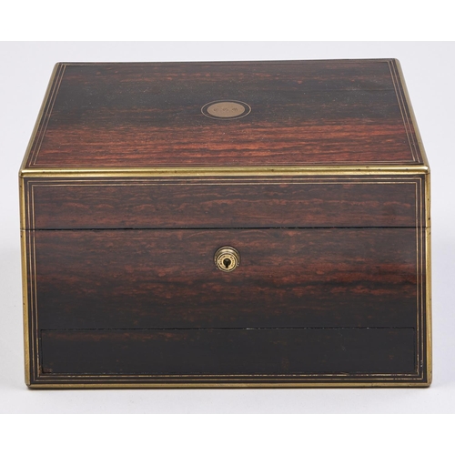 Appraisal: A Victorian marblewood dressing case c with brass stringing and