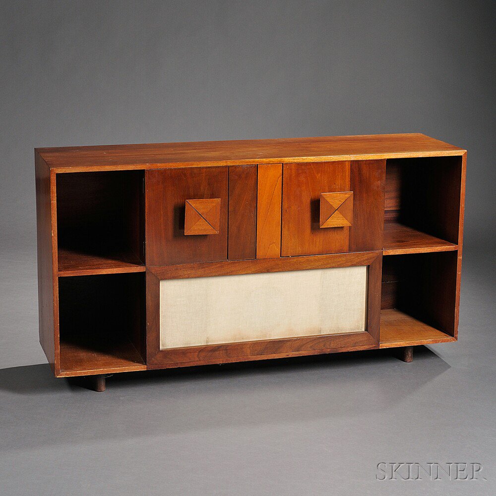 Appraisal: Custom Modernist Cabinet Mahogany Venezuela South America Rectangular top over