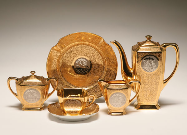 Appraisal: Arzberg Bavarian kt gold and platinum scenic luncheon set including