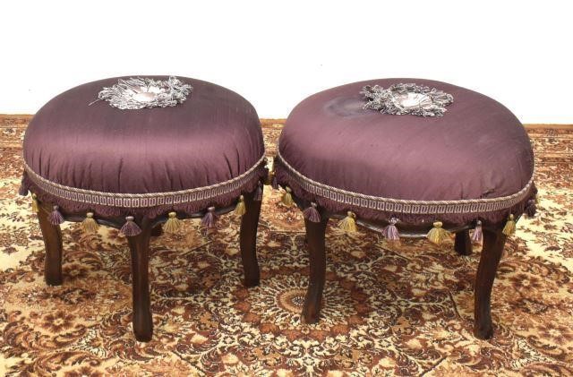 Appraisal: lot of Louis XV style footstools th c later upholstered