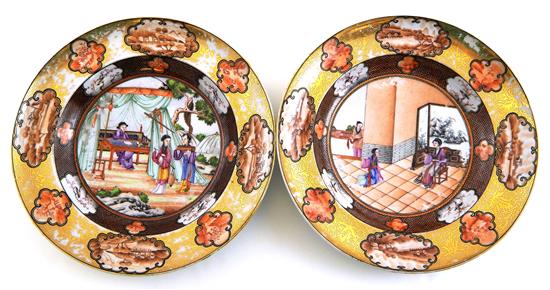 Appraisal: ASIAN Two Chinese Export porcelain display plates decorated with genre