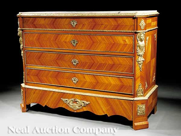 Appraisal: An Antique Louis XVI-Style Kingwood and Bronze-Mounted Commode late th