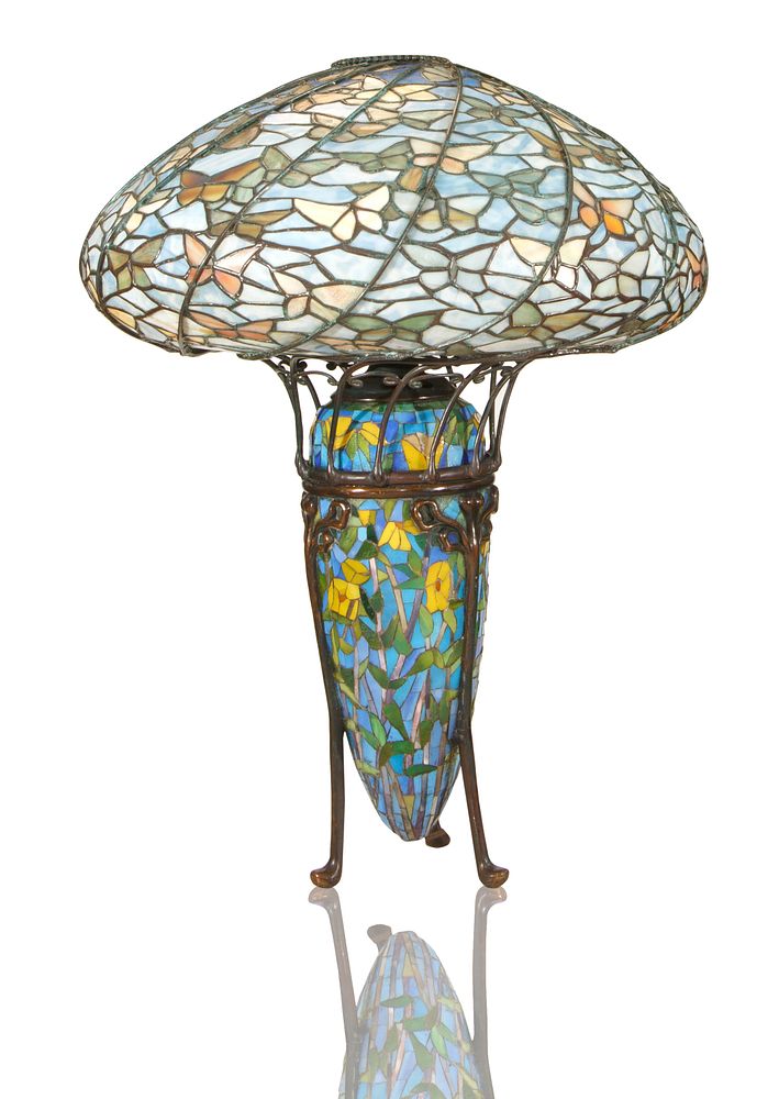 Appraisal: A MODERN TIFFANY STYLE MOSAIC 'DANDELION' TABLE LAMP A MODERN