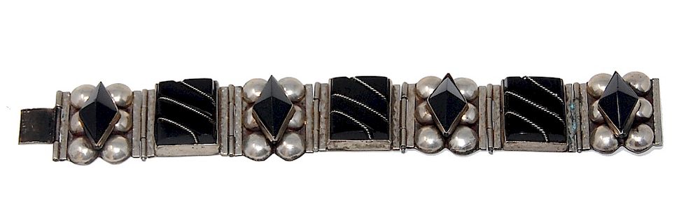 Appraisal: Mexican Sterling Silver Taxco Cut Bracelet Mexico Sterling Silver Taxco