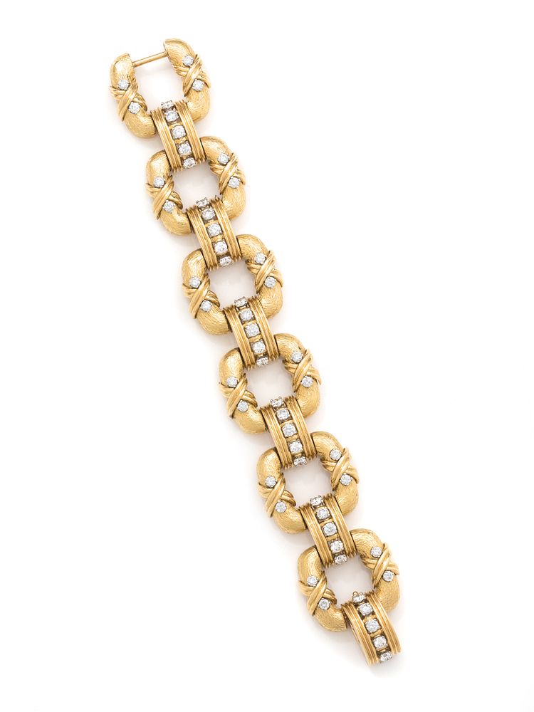 Appraisal: TIFFANY CO SCHLUMBERGER YELLOW GOLD AND DIAMOND BRACELET TIFFANY CO