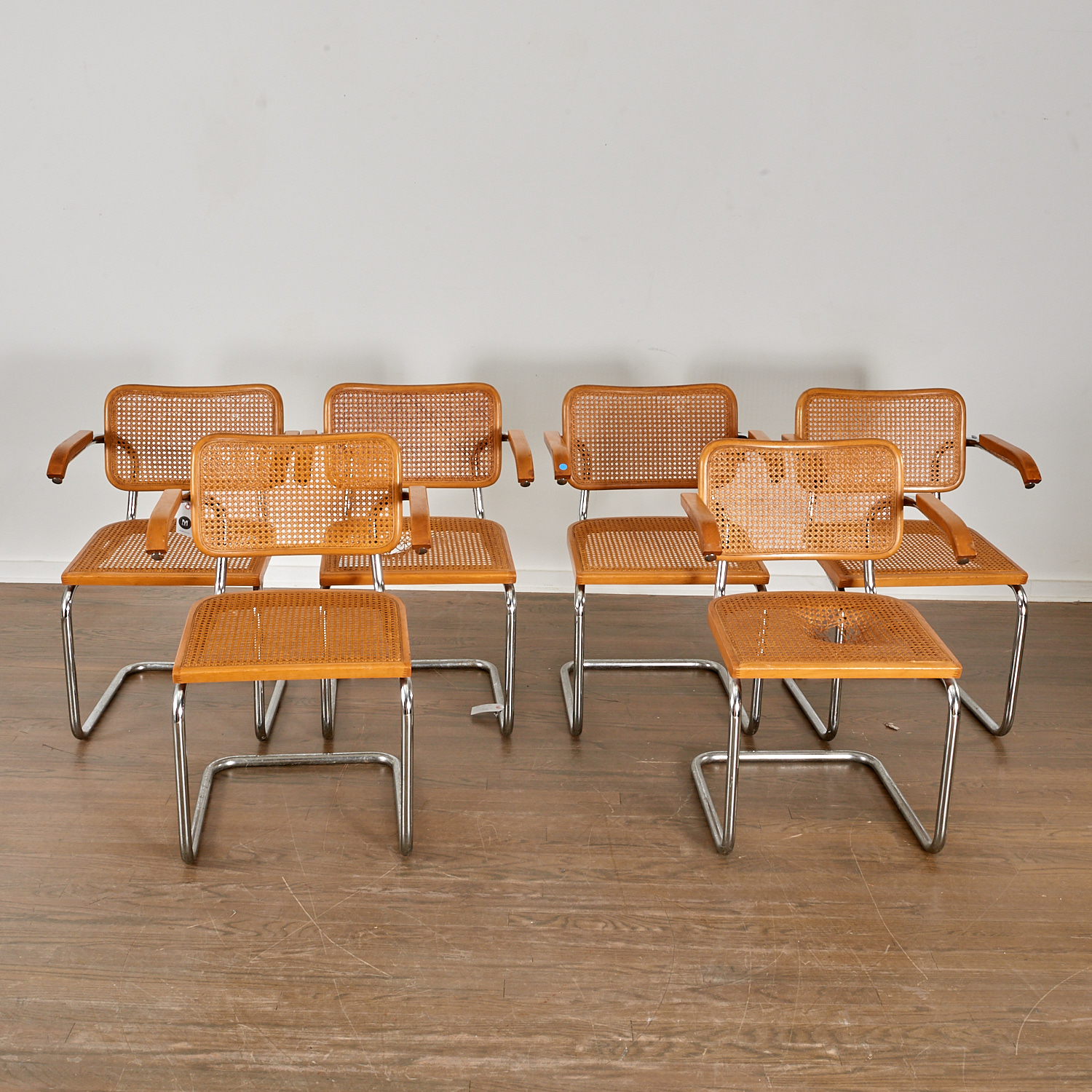 Appraisal: MARCEL BREUER CESCA ARMCHAIRS s s chromed steel tubing blond