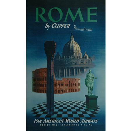 Appraisal: Artist Unknown ROME BY CLIPPER Color offset lithograph Estimate nbsp