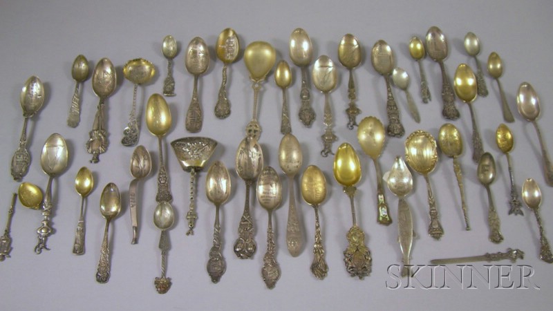 Appraisal: Group of Mostly Sterling Silver Souvenir and Baby Spoons Gorham