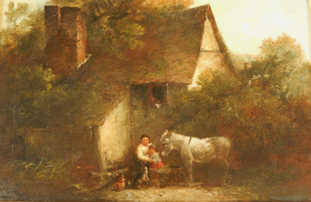 Appraisal: Edward Robert Smyth - Landscape with house - woman and