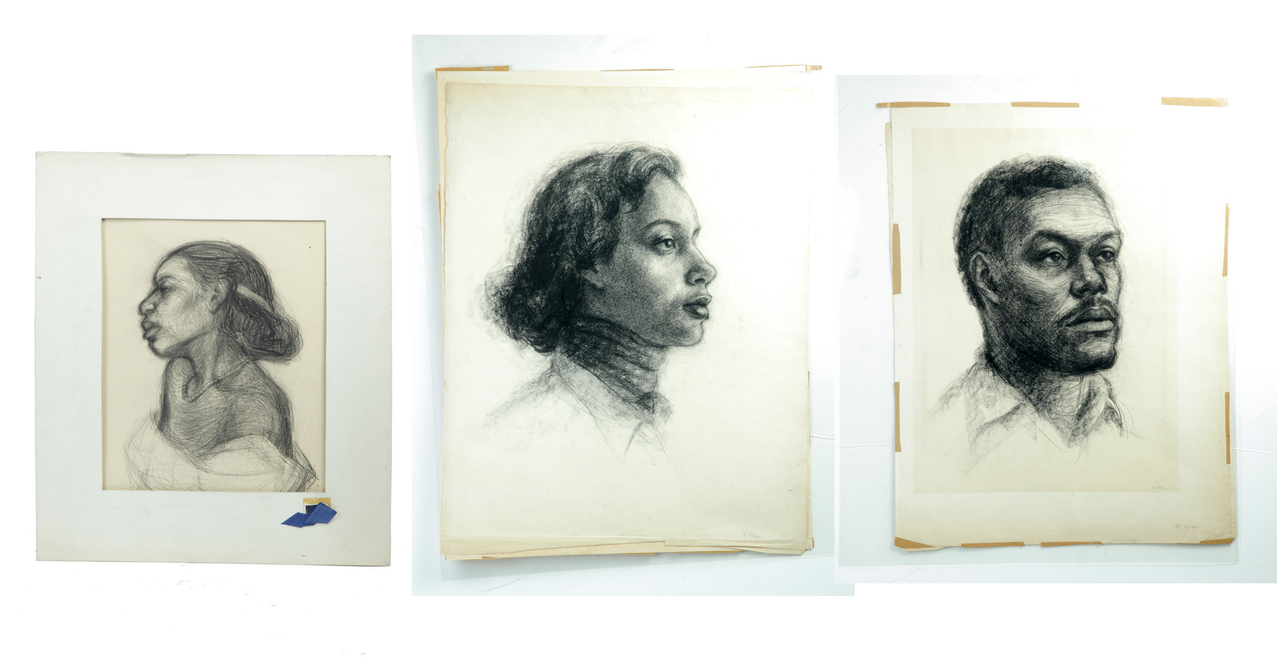 Appraisal: THREE PORTRAITS OF AFRICAN AMERICANS BY MARIANNA VOLZ NEW YORK