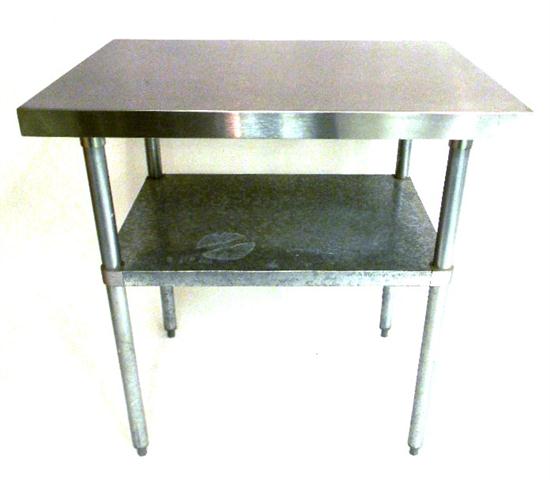 Appraisal: Industrial table two-tier stainless steel construction four round legs unmarked