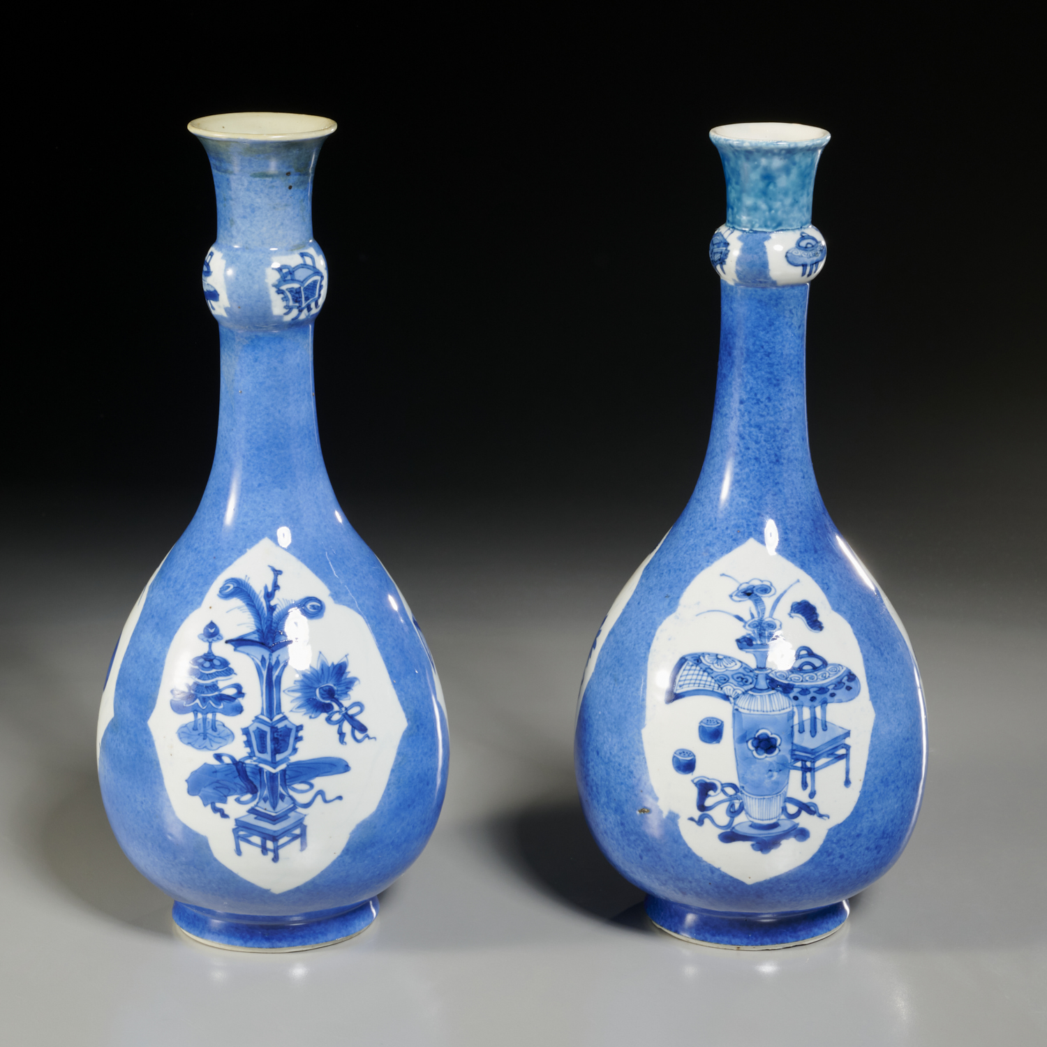 Appraisal: PAIR KANGXI BLUE WHITE VASES EX CHRISTIE'S Kangxi Period th