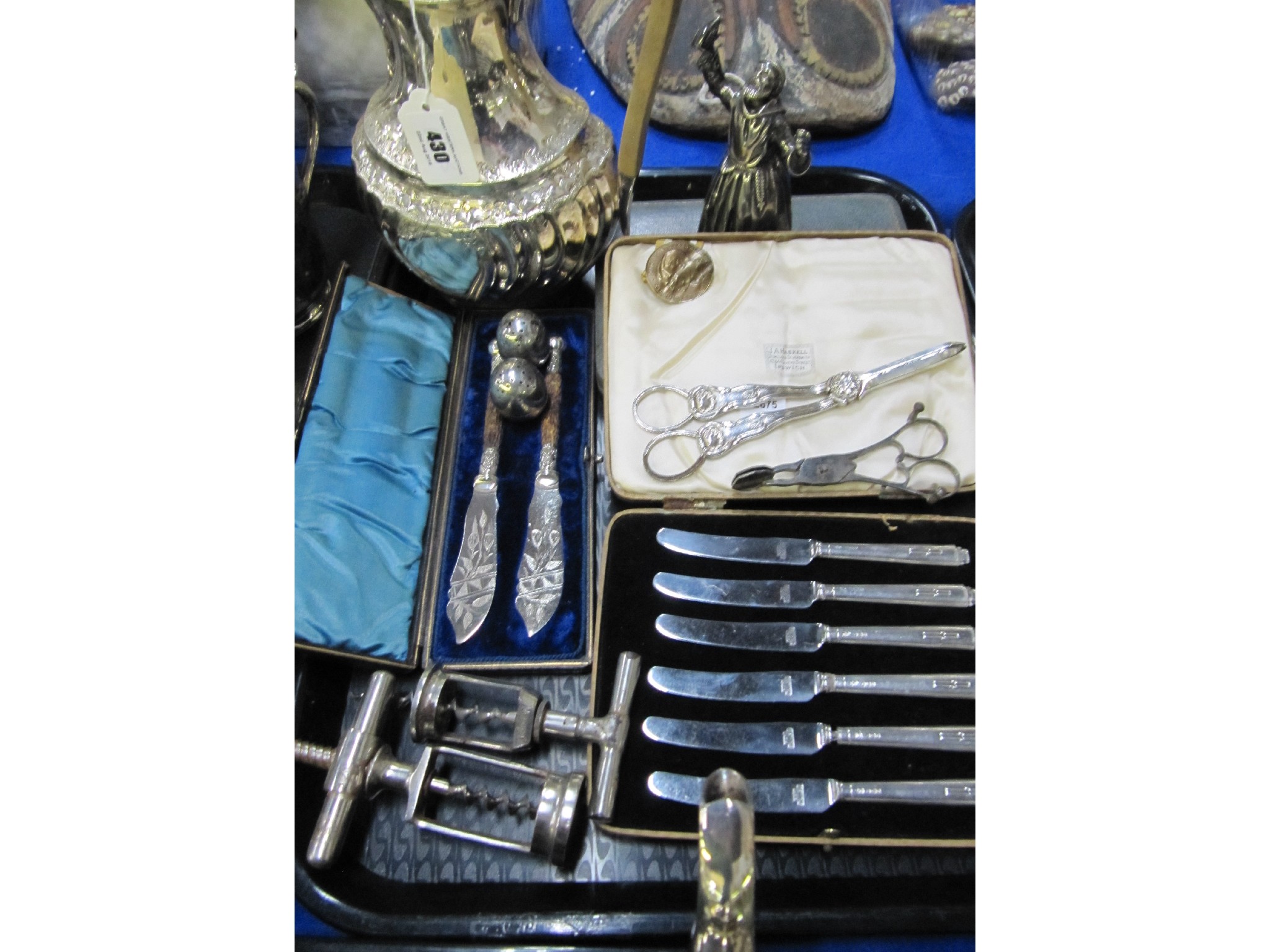 Appraisal: A tray lot of EP - water pot cutlery table