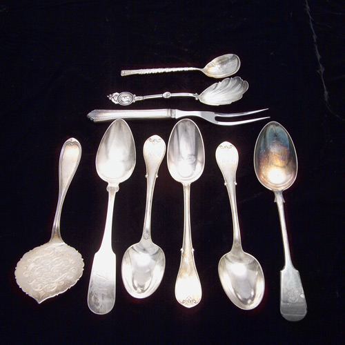 Appraisal: Assorted flatware five serving spoons three matching spoons and a