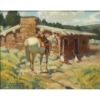 Appraisal: Jim Norton Painting At The Homestead Framed oil on board