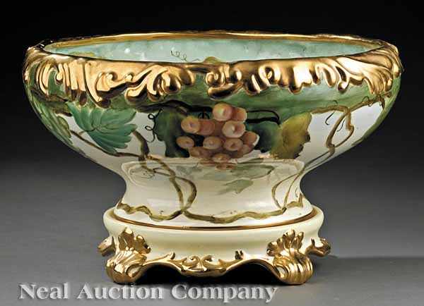 Appraisal: A Vintage Limoges Porcelain Gilt and Polychrome Decorated Punchbowl on