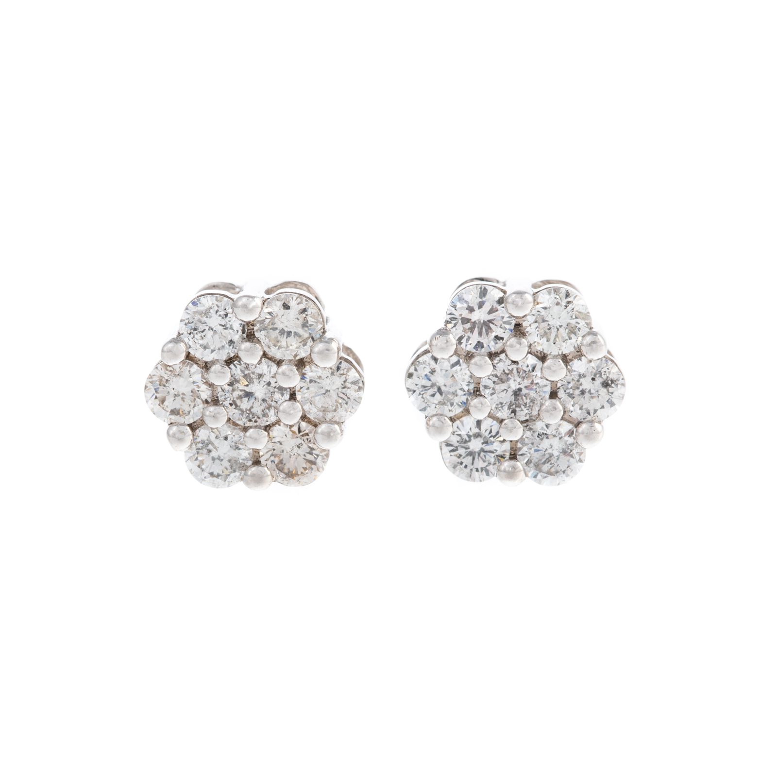 Appraisal: A PAIR OF K DIAMOND FLOWER STUD EARRINGS K white