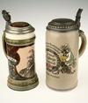 Appraisal: STEINS - Two c stoneware steins - L etched and