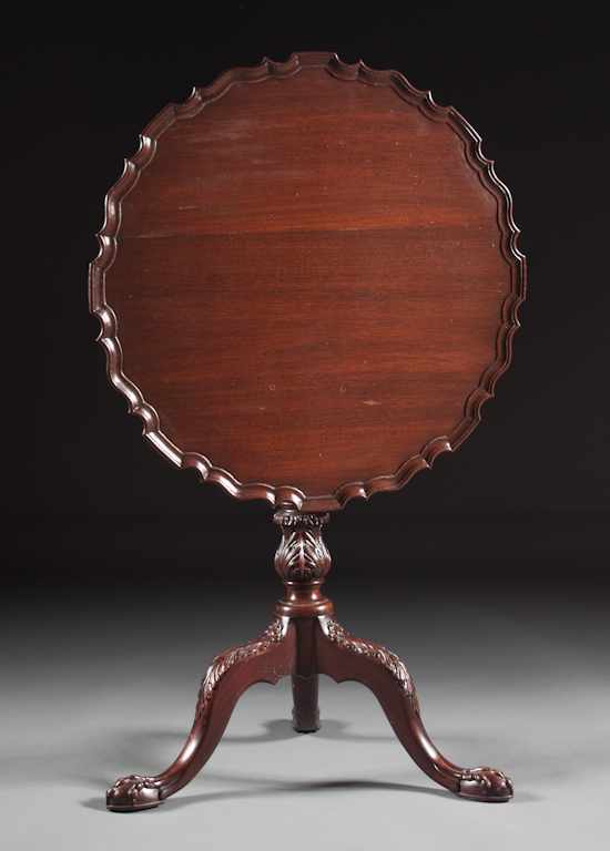 Appraisal: Potthast Bros Chippendale style mahogany piecrust tilt-top tea table Baltimore