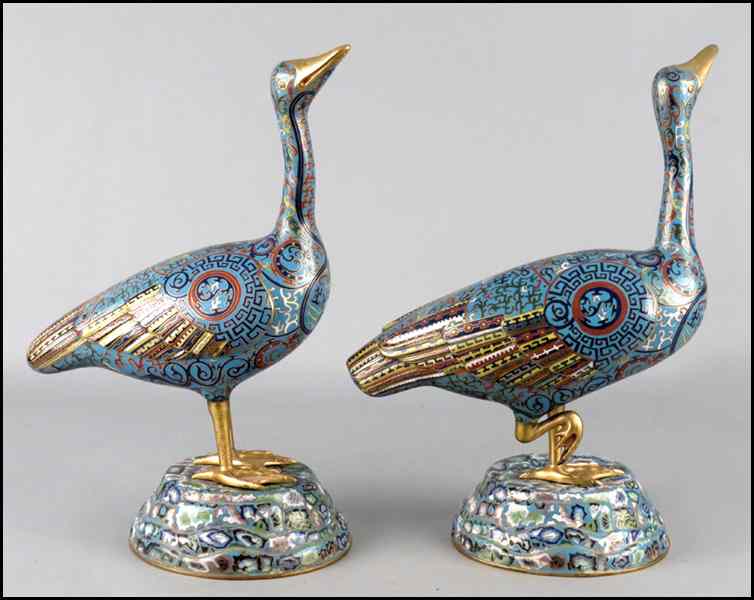 Appraisal: PAIR OF CHINESE CLOISSONE GEESE H '' Condition No Specific