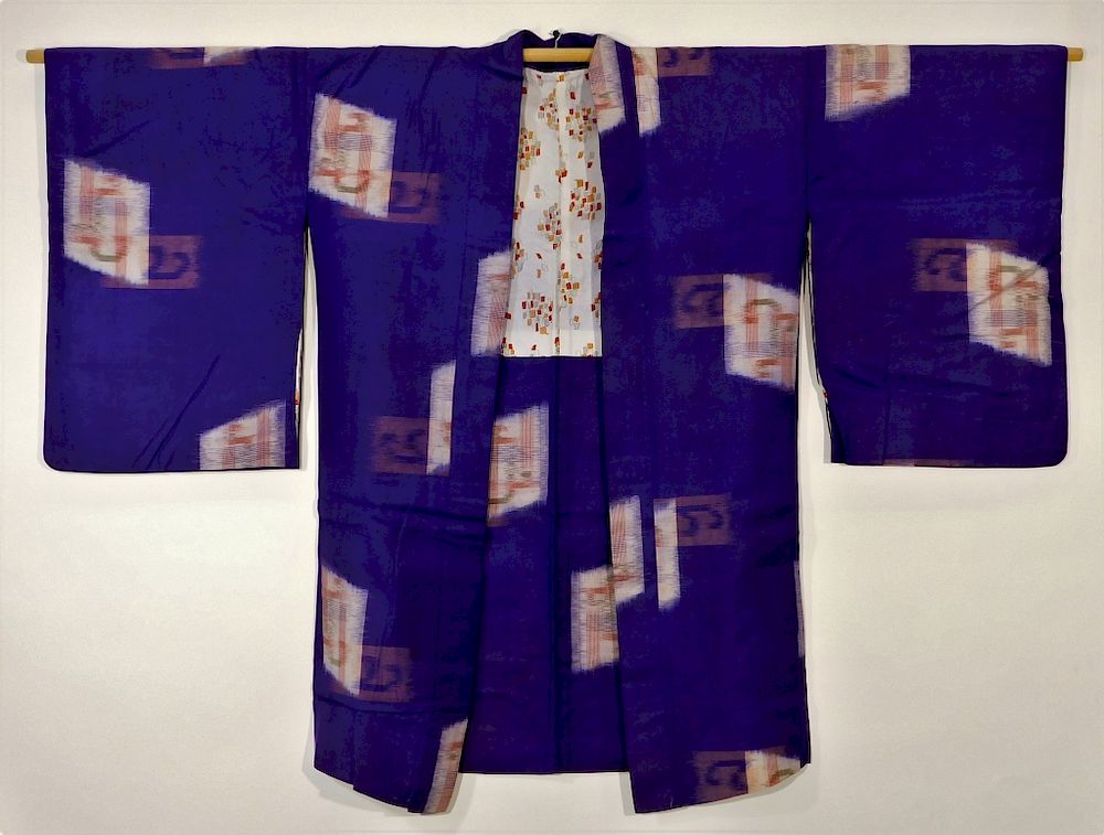 Appraisal: Japanese Purple Blocks Haori Jacket Japan - th Century Hand