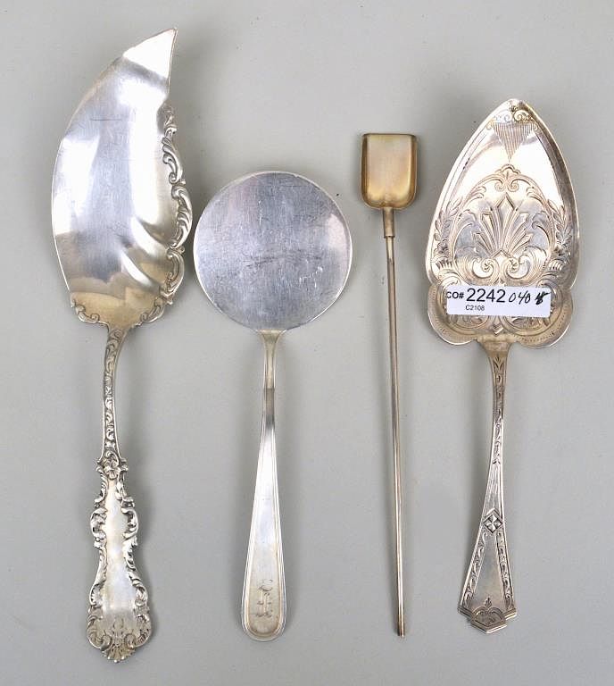 Appraisal: Group Four Sterling Serving Utensils comprising a Tiffany Co iced