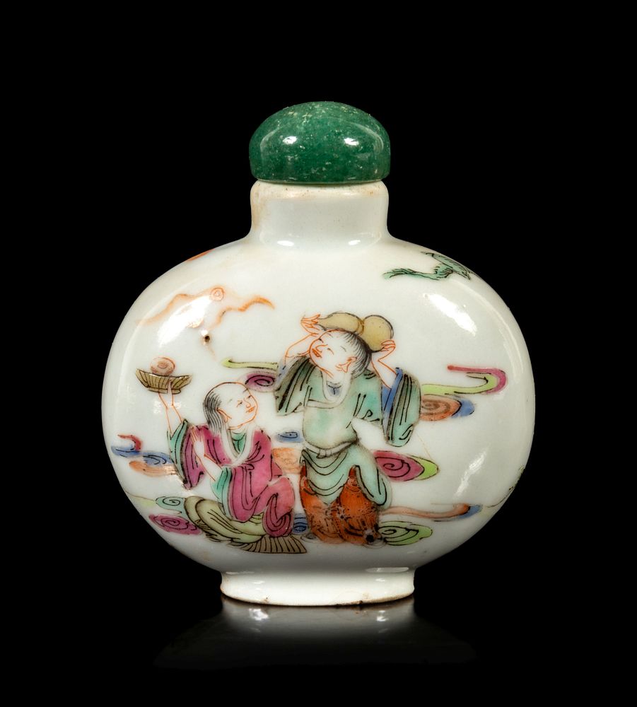 Appraisal: A Famille Rose Porcelain Snuff Bottle Height overall in cm