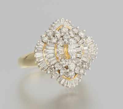 Appraisal: A Ladies' Diamond Cluster Ring k yellow gold ring set