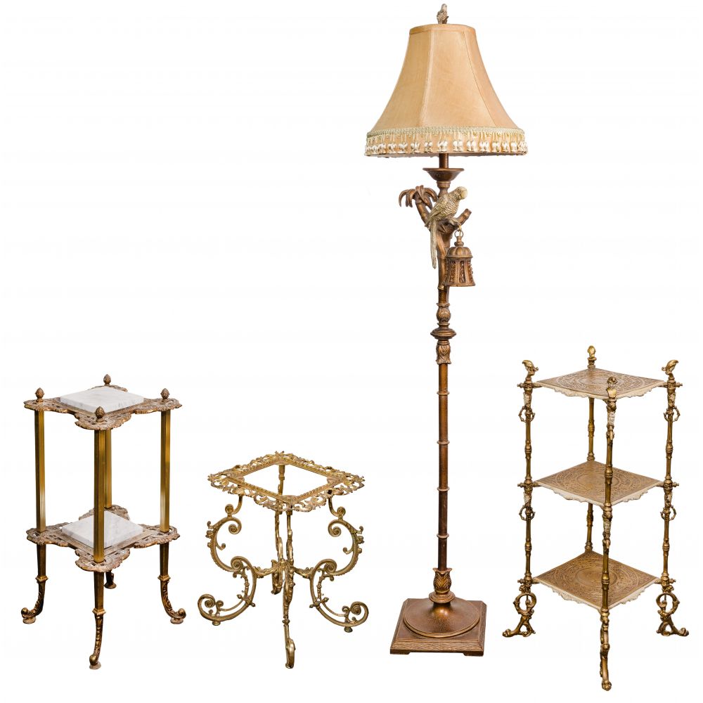 Appraisal: GILT METAL STAND ASSORTMENT stands of various heights with having