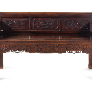 Appraisal: A Chinese Carved Hardwood Bench Late th Early th Century