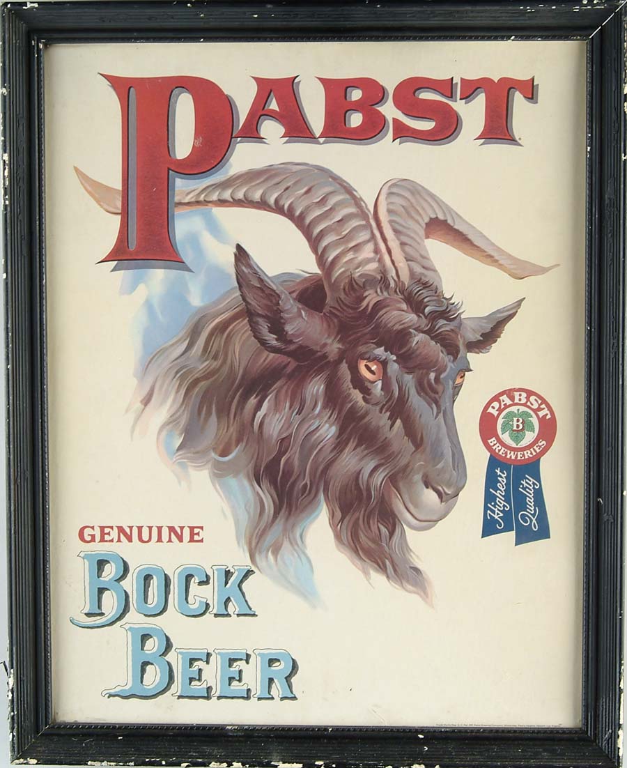 Appraisal: PABST BOCK BEER CARDBOARD SIGN A ram s head adorns